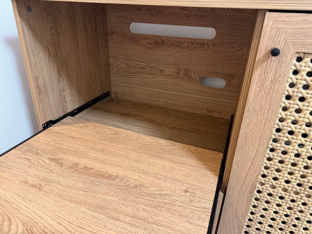 【12月28日までの出品】LOWYA キッチンカウンター　幅90 ラタン調