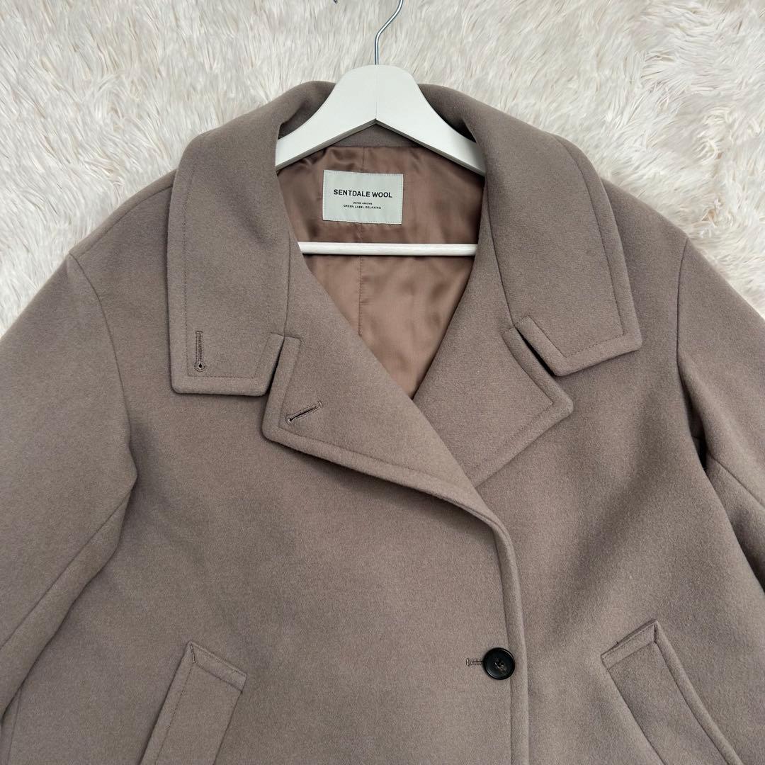 グリーンレーベル SENTDALE WOOL スタンドカラーミドルコート モカ