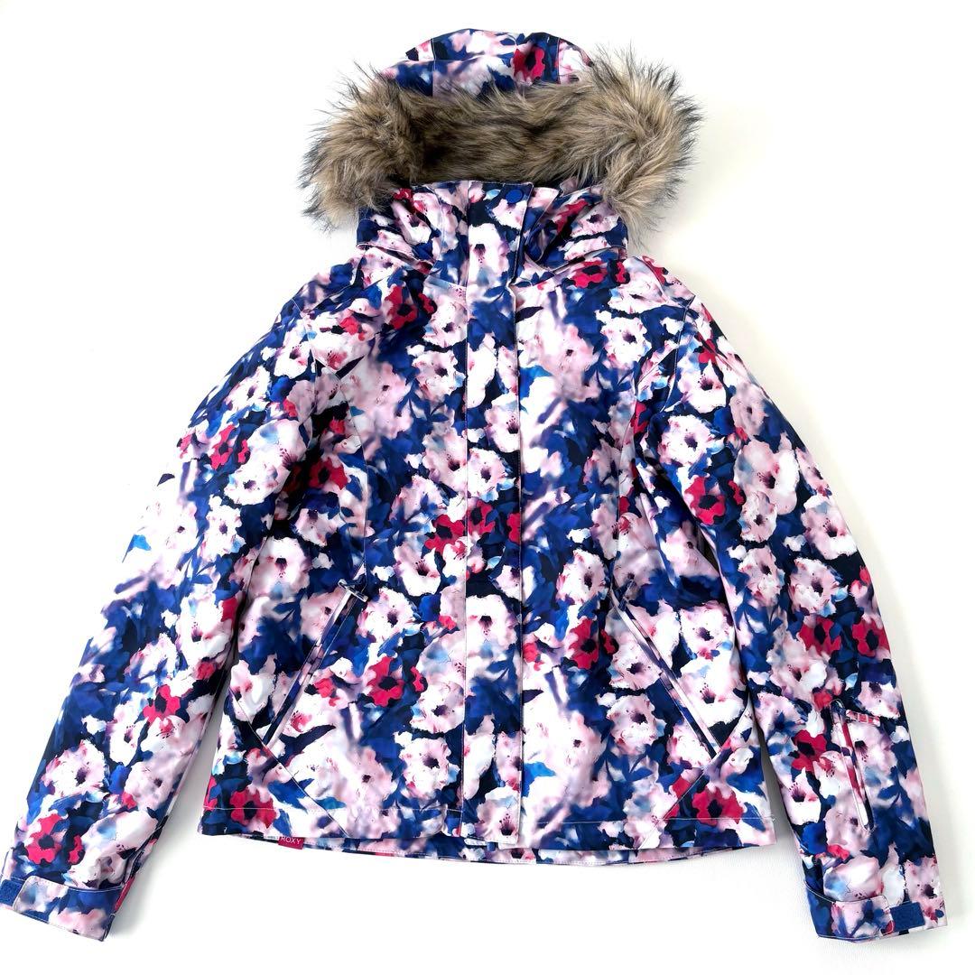 ROXY/SPALDING スキースノボウエア 上下 L 花柄/ブラウン 洗える