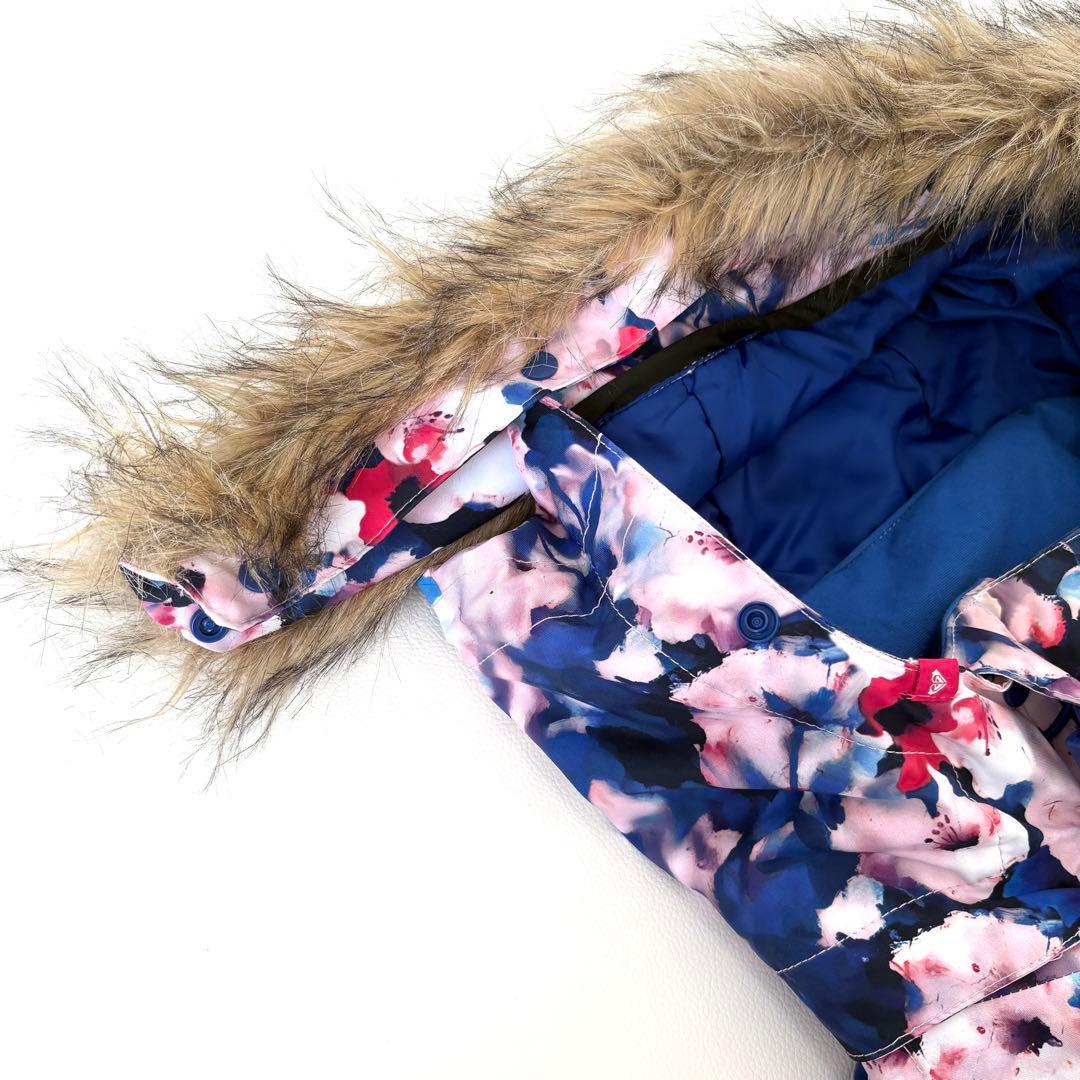 ROXY/SPALDING スキースノボウエア 上下 L 花柄/ブラウン 洗える