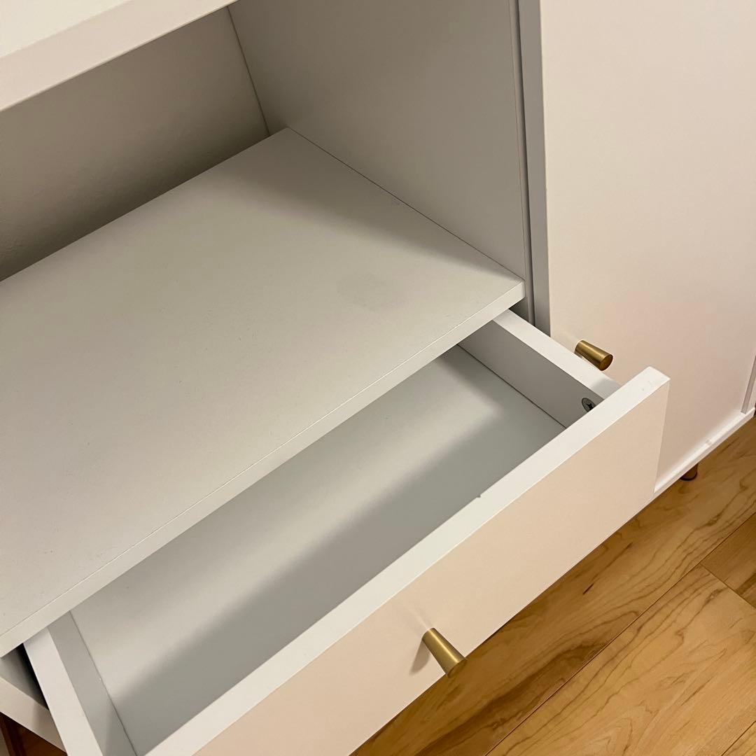 LOWYA サイドキャビネット サイドボード ホワイト×ゴールド