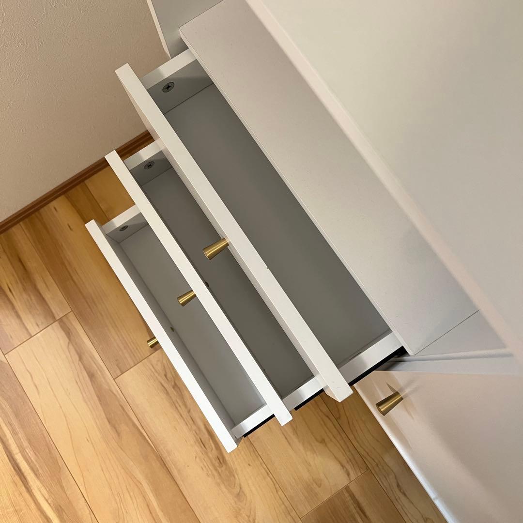 LOWYA サイドキャビネット サイドボード ホワイト×ゴールド