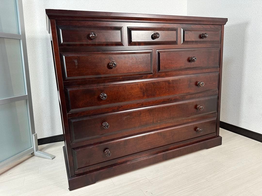 北海道民芸 家具 5段8杯 チェスト 整理箪笥 タンス 収納家具 樺材※i4※