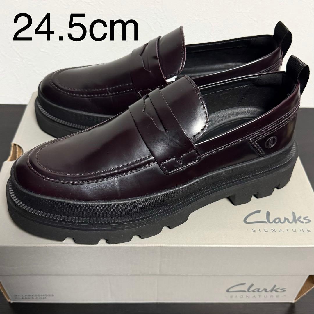 新品 Clarks Badell Easy ローファー バーガンディー 24.5