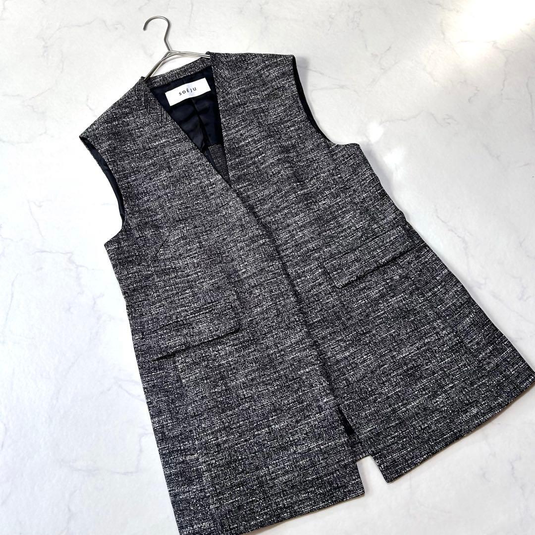 未使用級 ソージュ SOEJU ツィーディージャカードジレ ベストM ロング