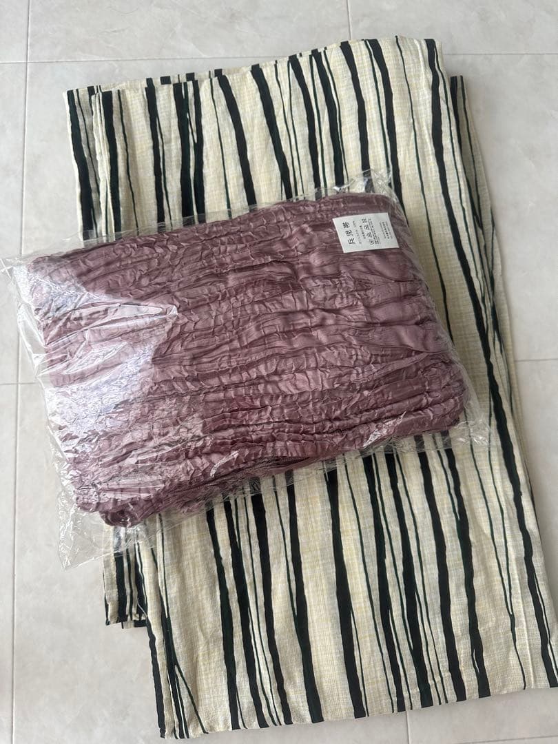 【一度着用のみ】レトロな縦縞浴衣5点セット