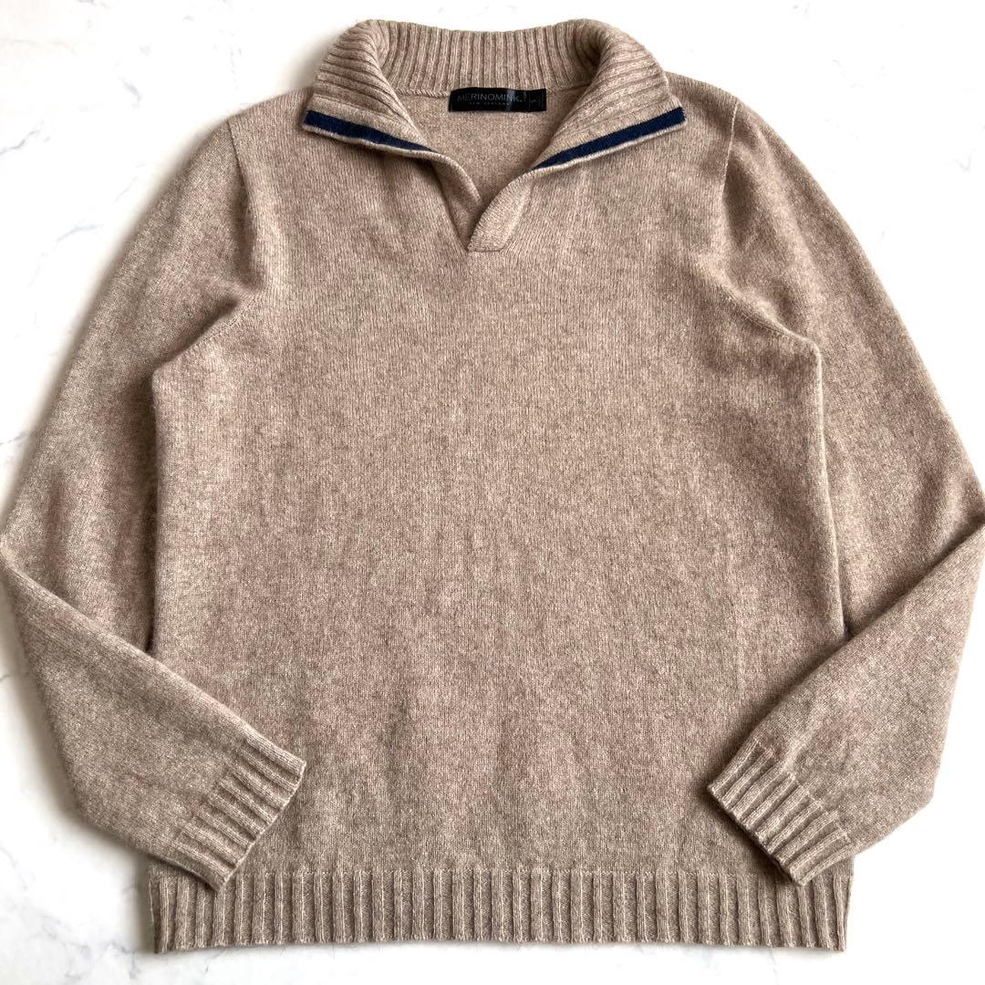 【美品】MERINO MINK スキッパー ニット メリノウール ポッサムファー