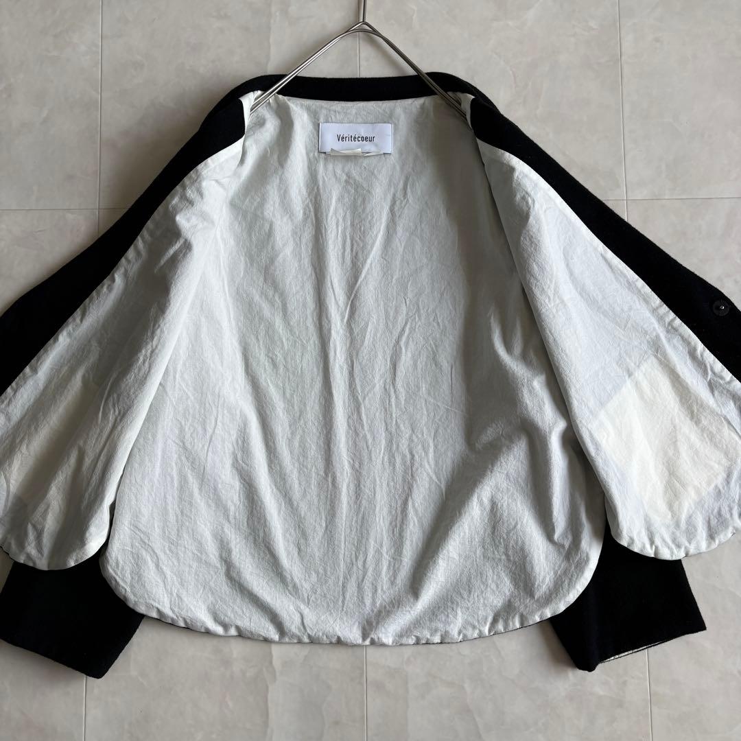 美品✨ Veritecoeur ウールカシミヤ混ショートジャケット 黒F 日本製