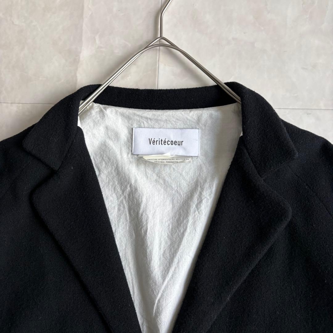 美品✨ Veritecoeur ウールカシミヤ混ショートジャケット 黒F 日本製