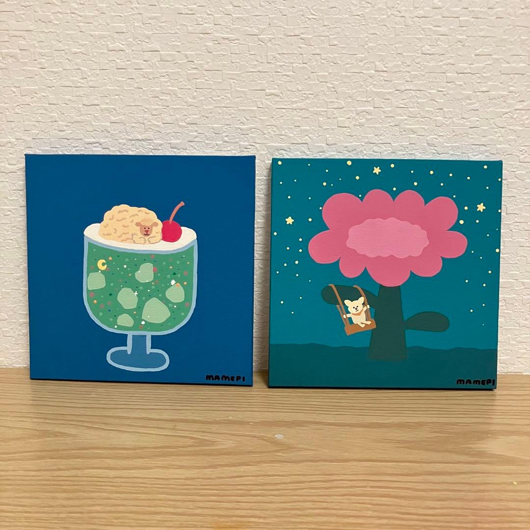 りん様　2枚セット　原画【お花ブランコ】　【モコモコ羊のメロンソーダ】