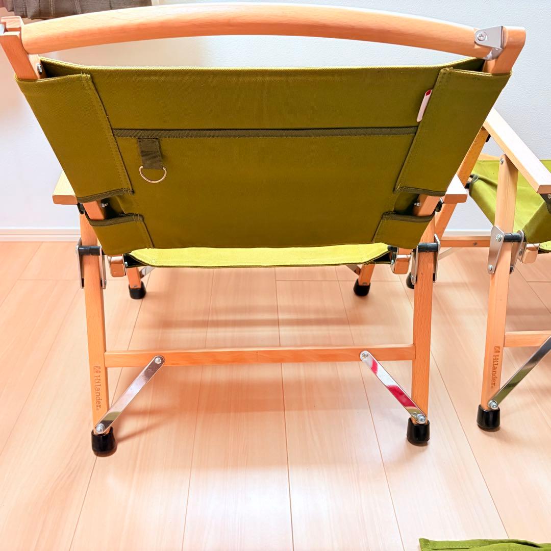 ハイランダー ウッドフレーム カーミットチェア コットン グリーン2脚セット