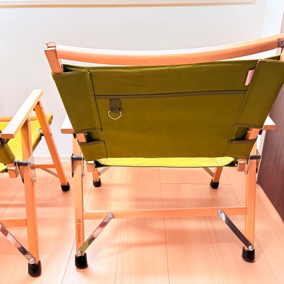 ハイランダー ウッドフレーム カーミットチェア コットン グリーン2脚セット