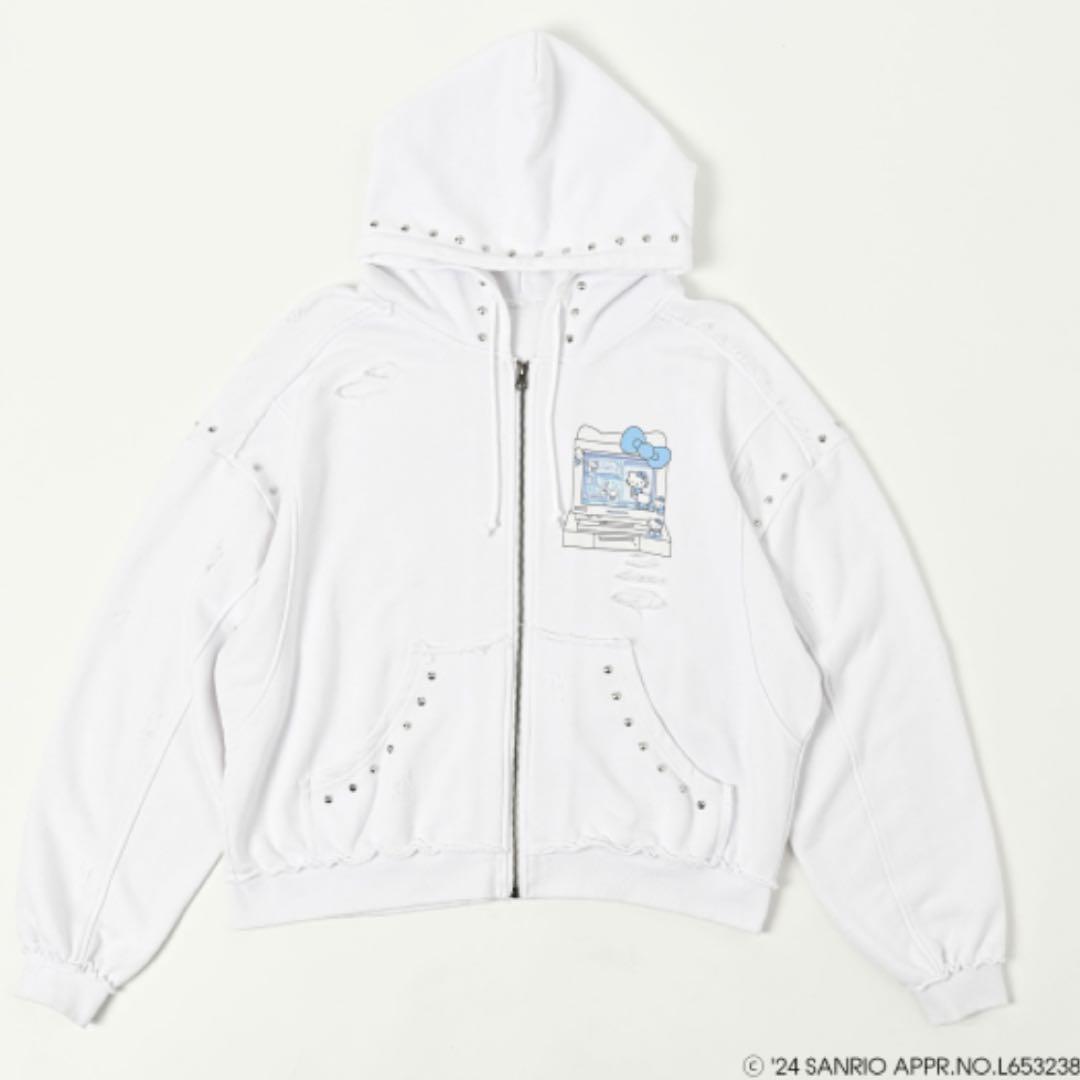 QOOZA × HELLO KITTY / KITTYコラボパーカー（WHT）