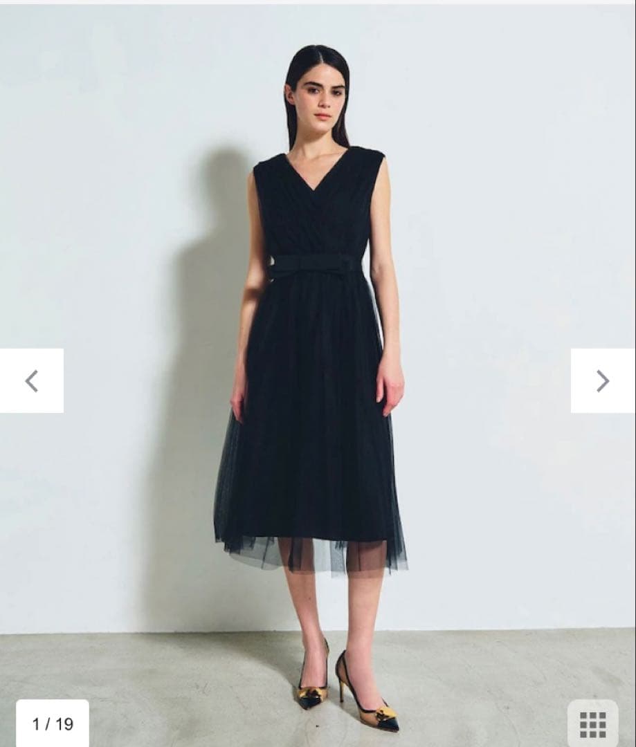 GRACE CONTINENTAL チュールドレープドレス ブラック/38