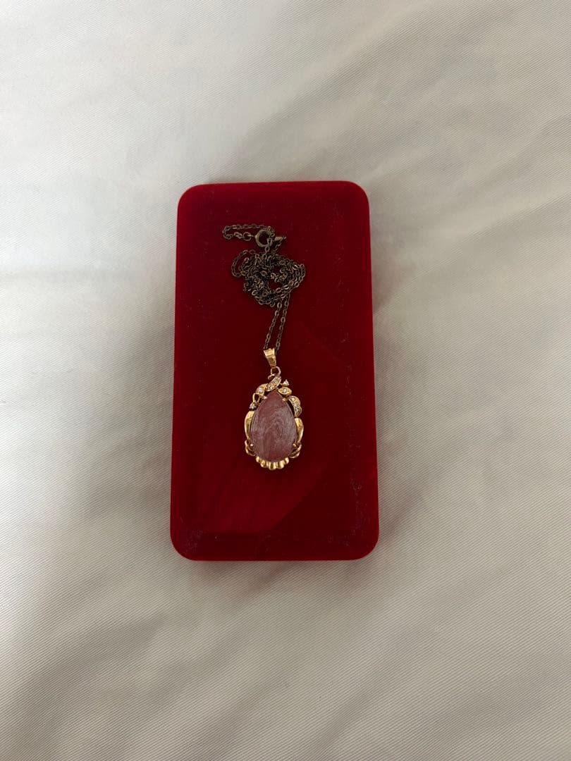 K18 インカローズ ペンダントトップ しずく型 天然石 18KL刻印あり