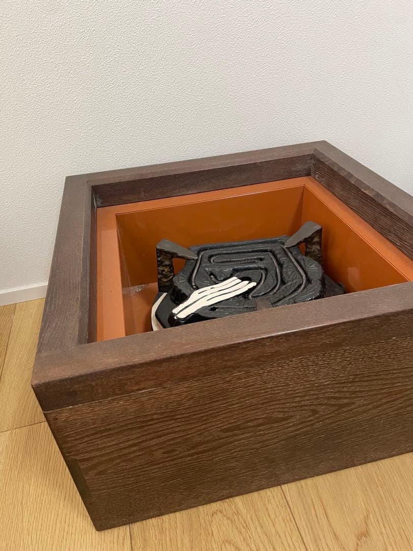 桑置炉 炭型 電熱器 茶道具 置炉 焼杉置戸 桑色 銅 野々田商店　美品