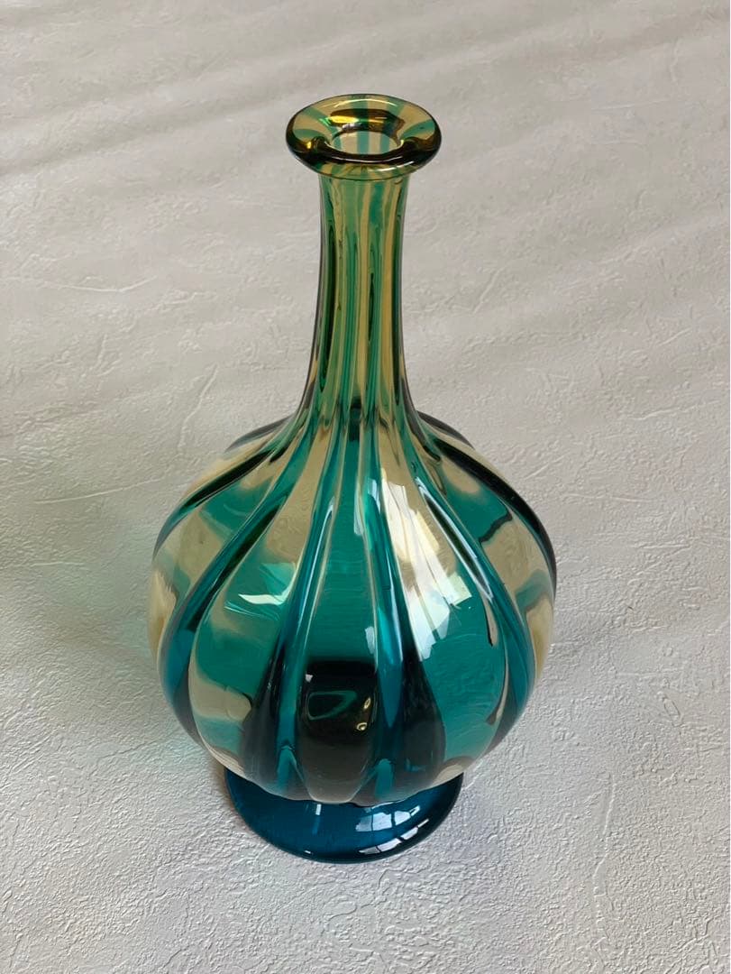 美品《船木倭帆》紐モール花瓶　一輪挿し　吹きガラス