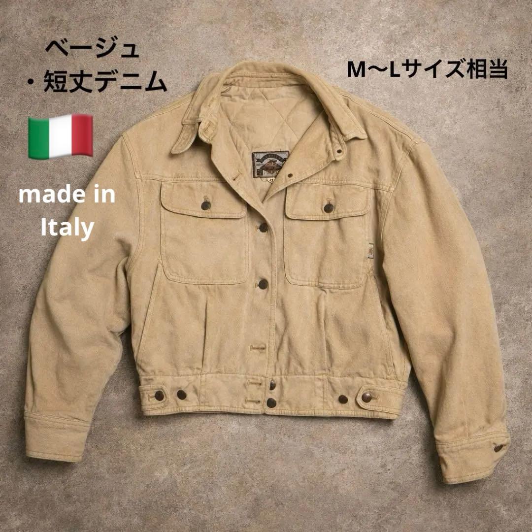 【希少】イタリア製 OAKS by FERRE ベージュ デニムジャケット短丈