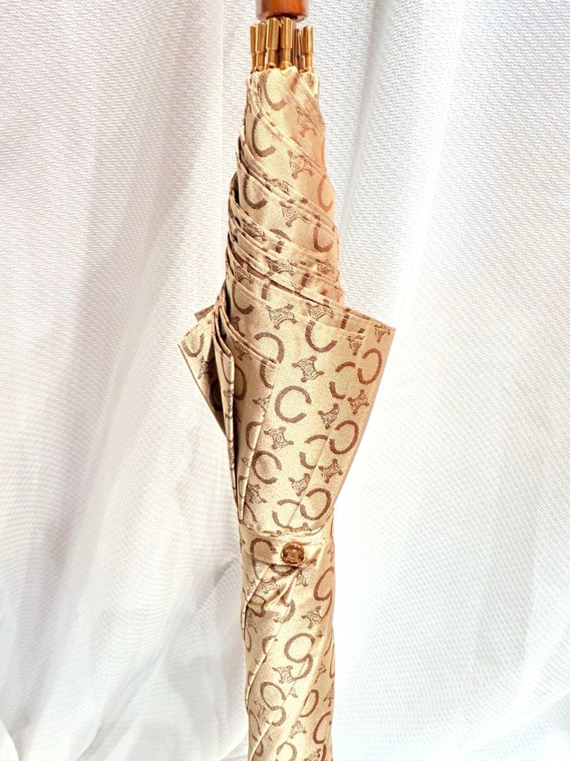 【未使用・新品】CELINE セリーヌ 長傘　60cm 傘　ブラウン　ゴールド
