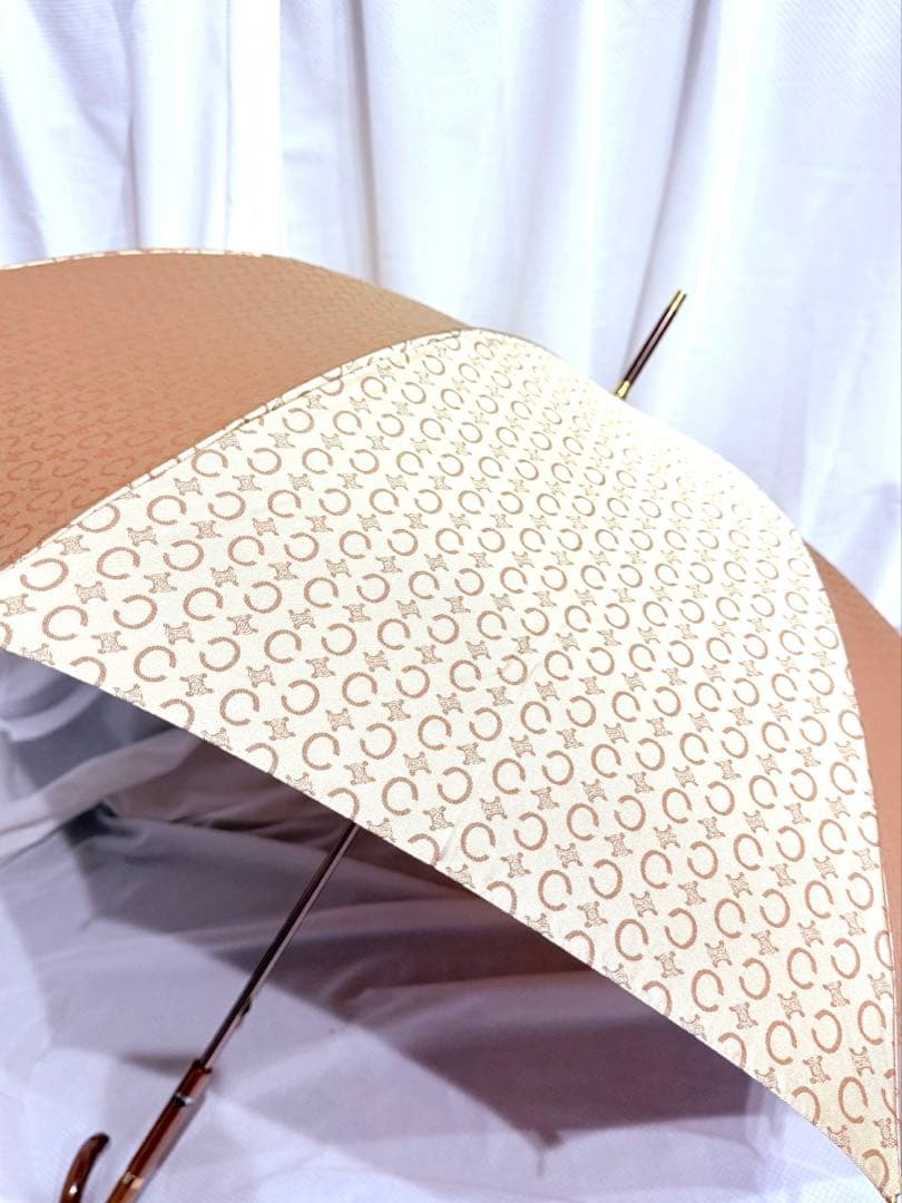 【未使用・新品】CELINE セリーヌ 長傘　60cm 傘　ブラウン　ゴールド