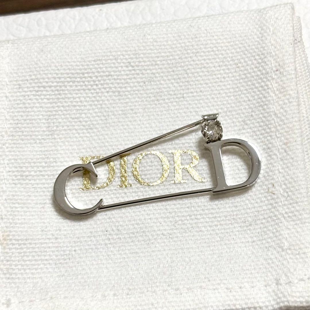 ［未使用級］現行　ディオール CD ICON ブローチ　安全ピン　クリスタル