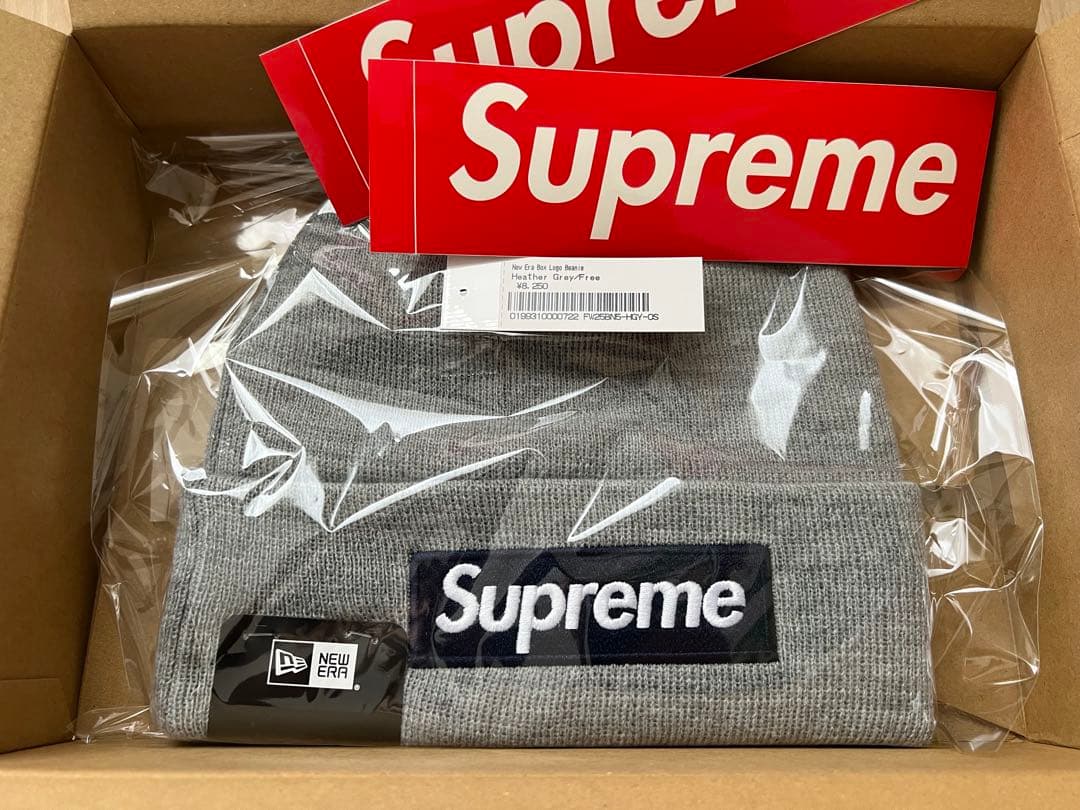 帽子 Supreme New Era Box Logo Beanie Grey