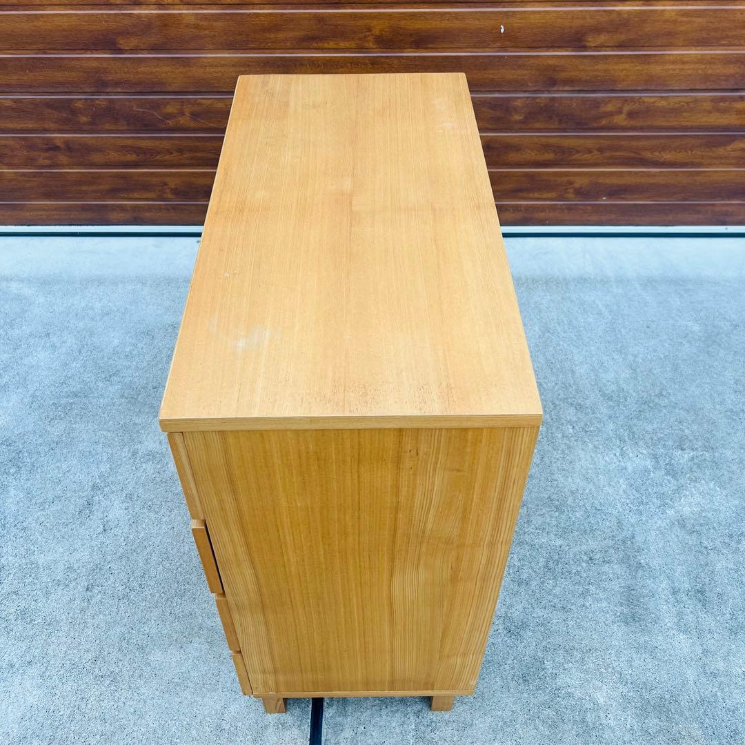 廃盤 無印 チェスト オーク 4段 足付き タンス