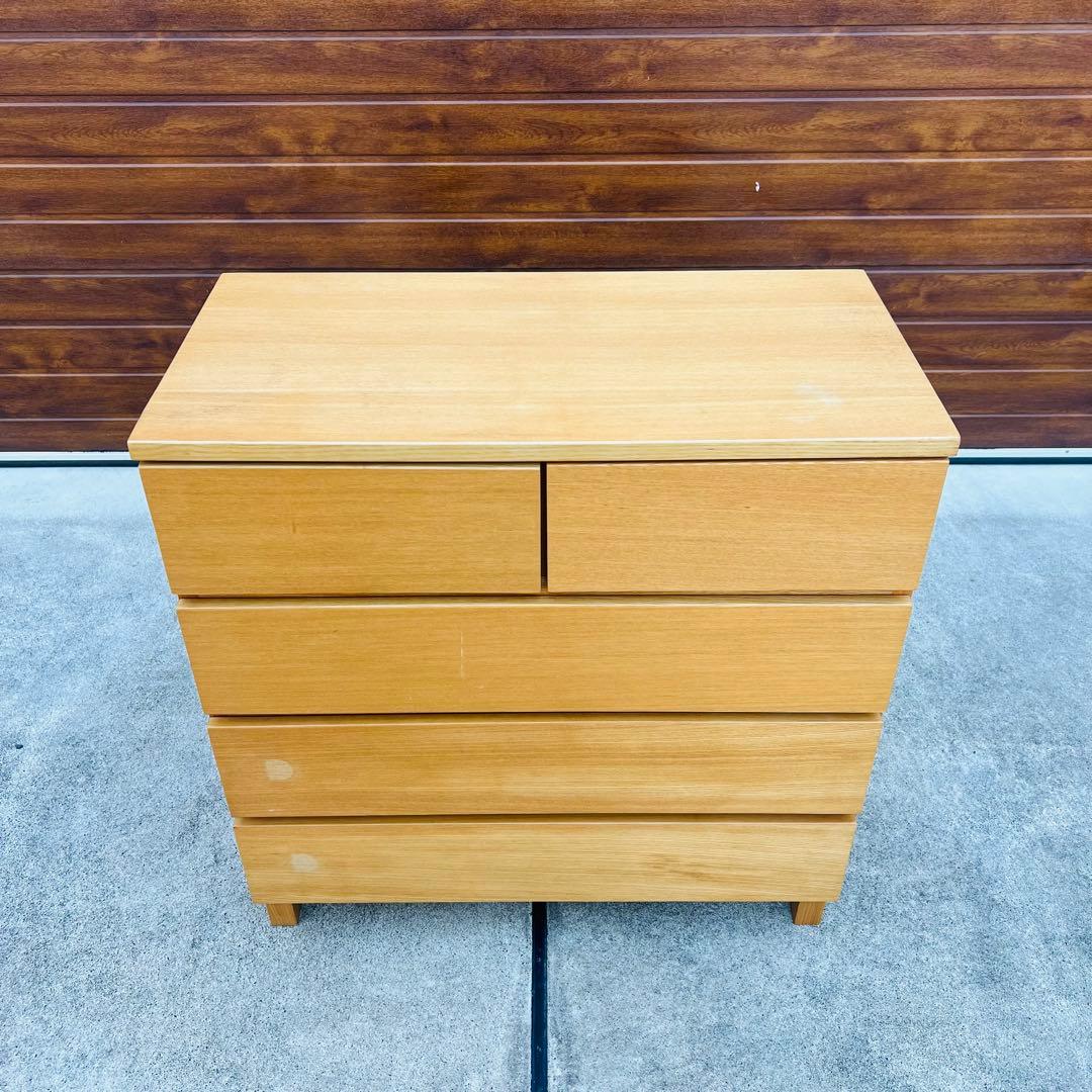 廃盤 無印 チェスト オーク 4段 足付き タンス