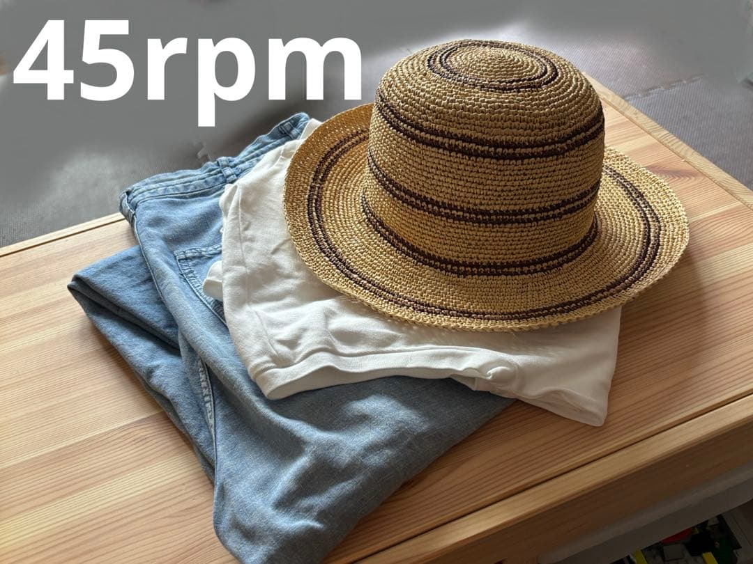 【試着のみ】45rpm ストローハット　麦わら帽子　ナチュラル