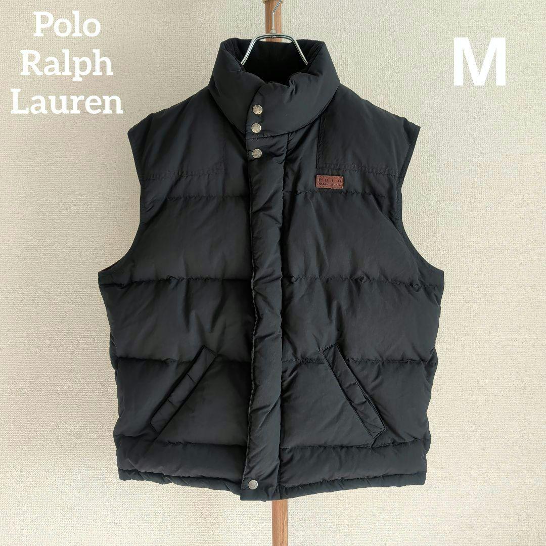希少 90s ポロラルフローレン ダウンベスト革タグ 裏地ギンガムチェック