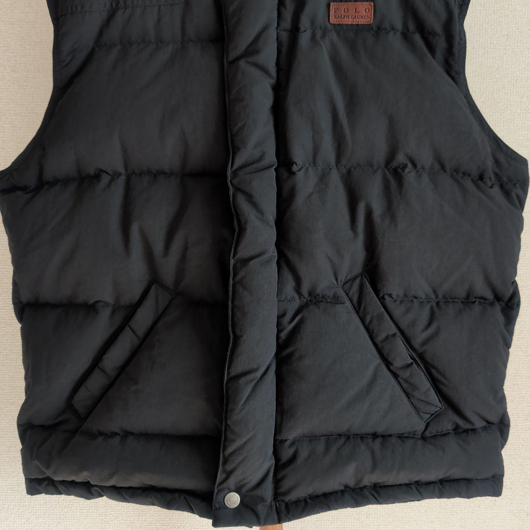 希少 90s ポロラルフローレン ダウンベスト革タグ 裏地ギンガムチェック