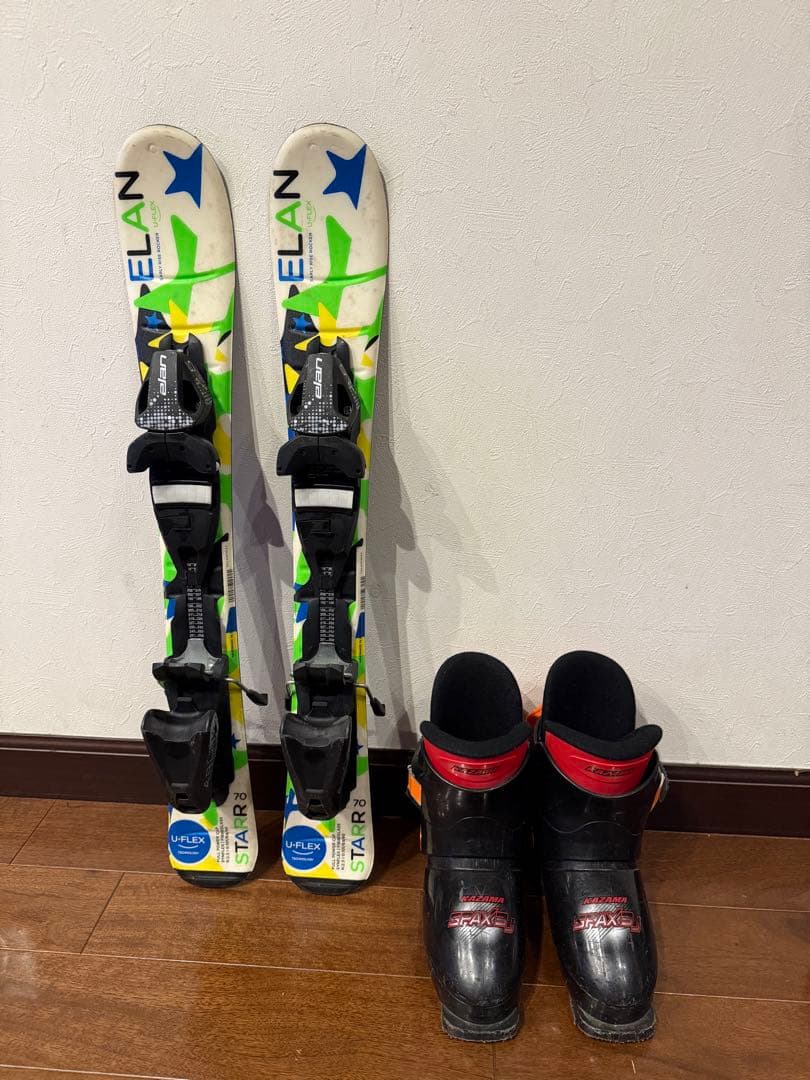 子供用スキーセット　板UFLEX STAR70とブーツ カザマSPAX 3J