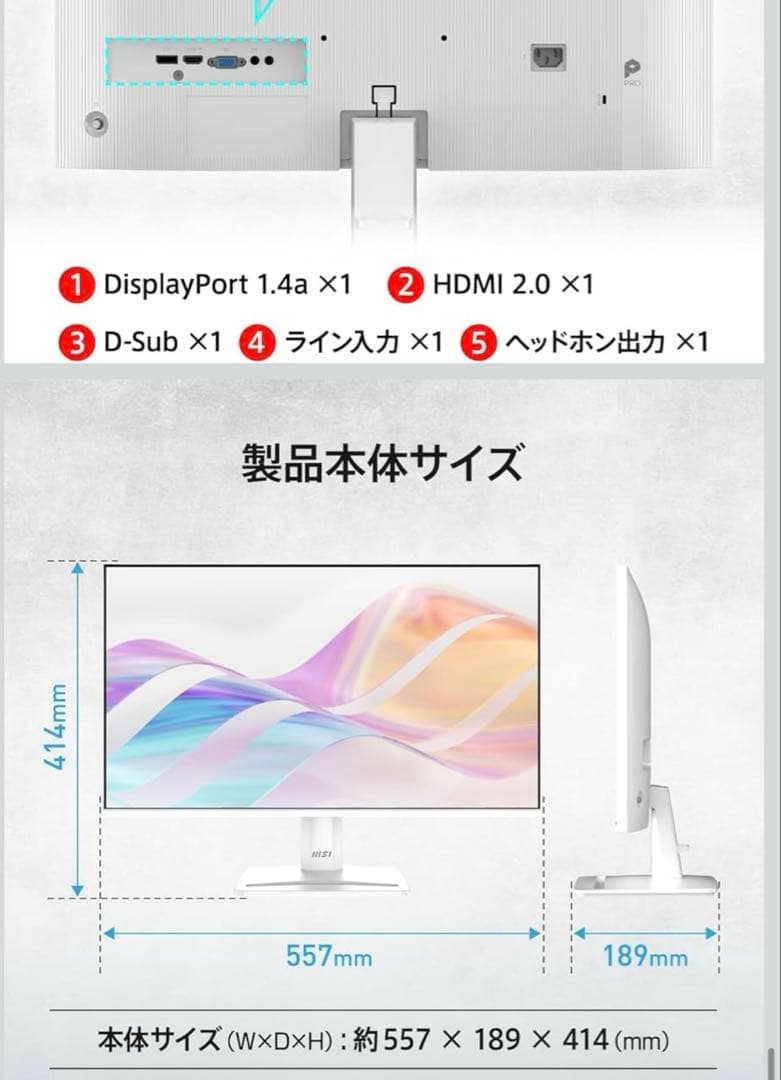 MSI PRO MP251W E2 モニター 24.5インチ