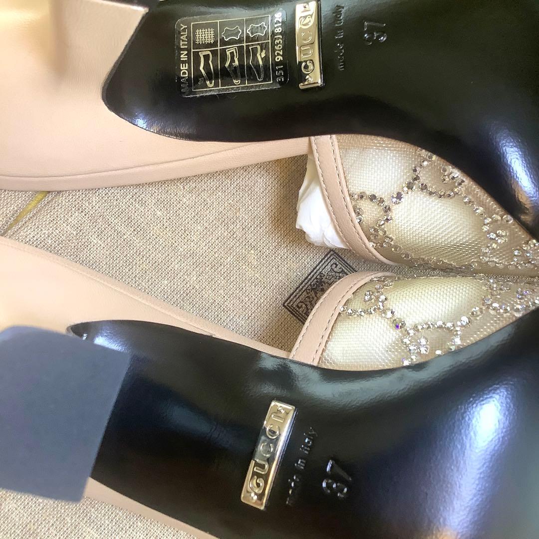 新品! グッチ ダイヤモンドカットクリスタルビジュー GGマーク サンダル24㎝