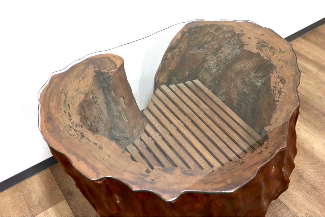 GMGK458○世界遺産屋久杉 工房家具 切株 センターテーブル リビングテーブ