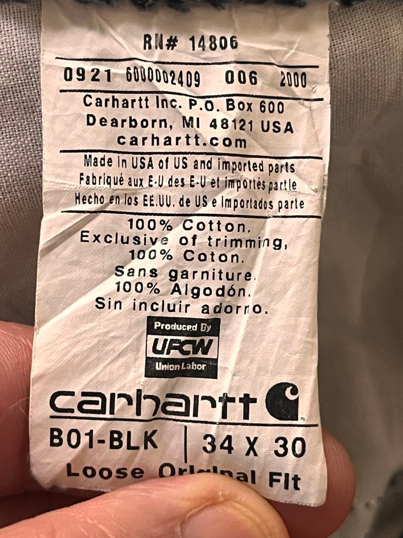 CARHARTT DOUBLE KNEE ブラック　カーハート　ダブルニー