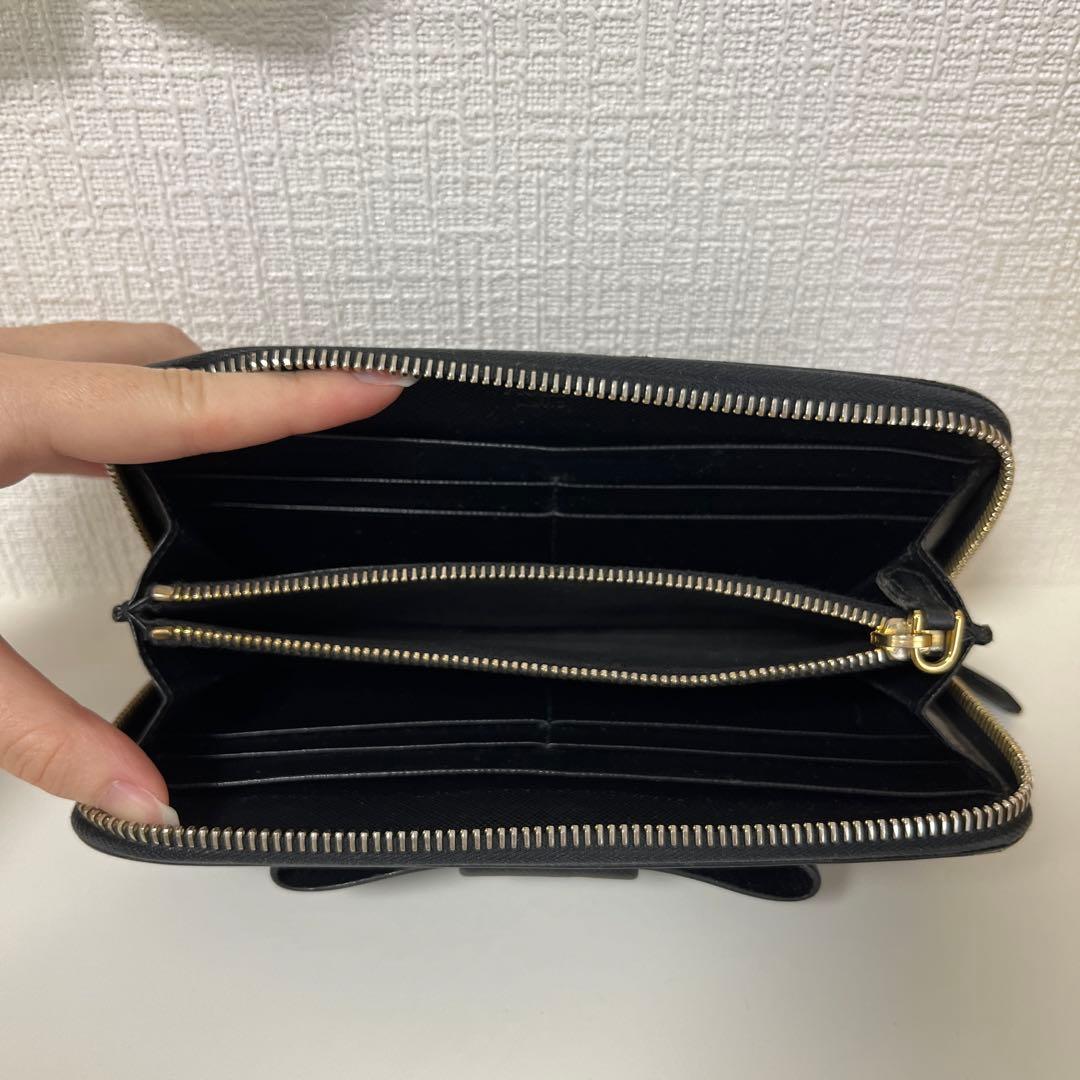 PRADA プラダ サフィアーノ リボン 長財布 ブラック 正規品