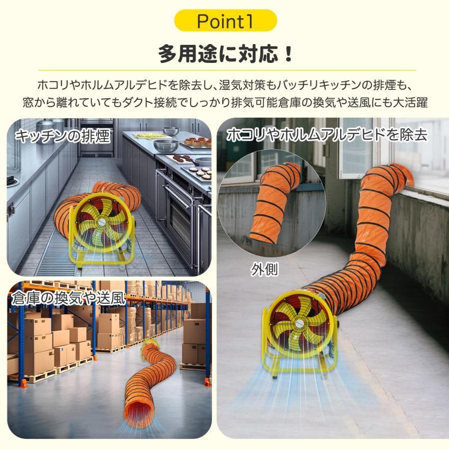 訳あり新品　小型送風機 ダクトファン 業務用 小型 強力 工場扇1373-170