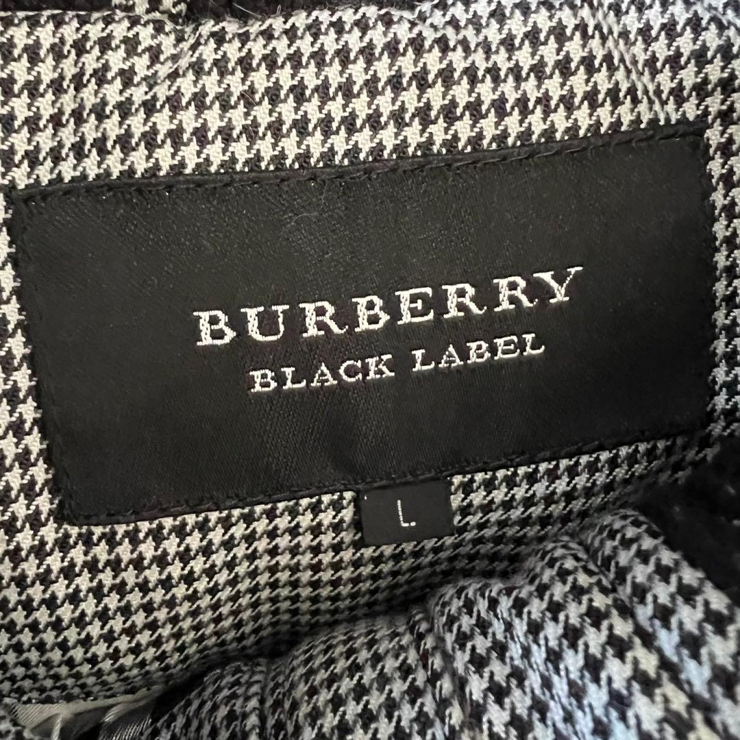 バーバリーブラックレーベル 千鳥 フード リアルファー ダウン ベスト L