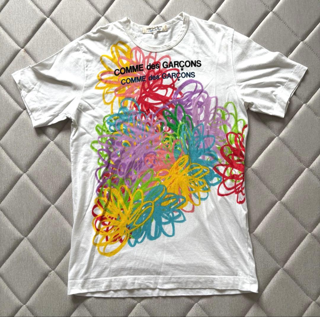 COMME des GARCONS 半袖Tシャツ 花柄　手書き風　フラワーT