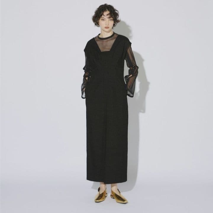 ANDRESD Vラインジャガードドレス ワンピース 結婚式 お呼ばれ