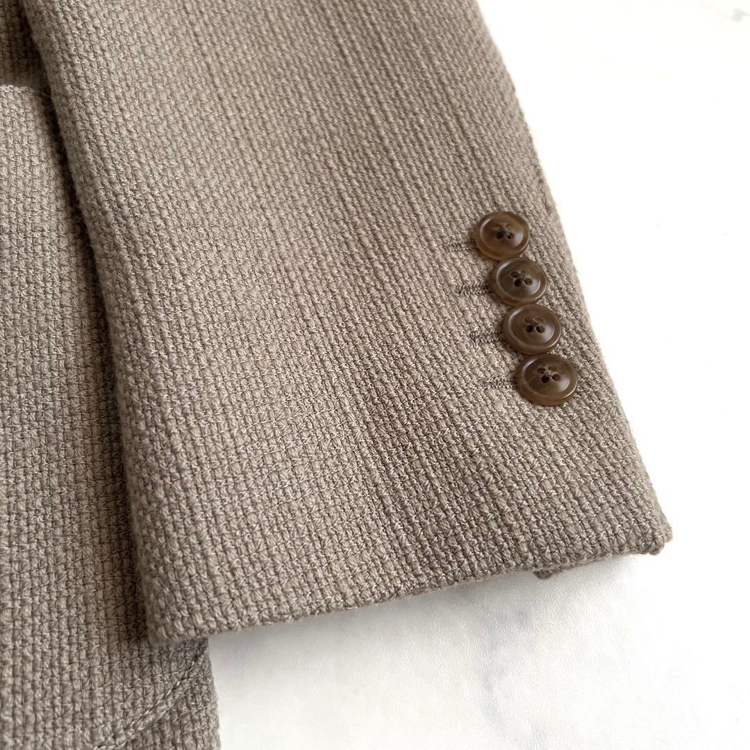 【美品】LARDINI テーラードジャケット ベージュ ウール ホップサック