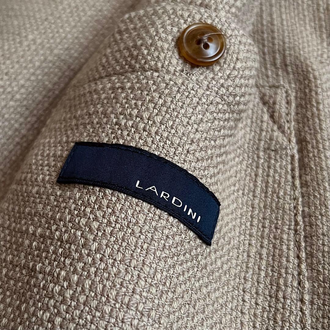 【美品】LARDINI テーラードジャケット ベージュ ウール ホップサック