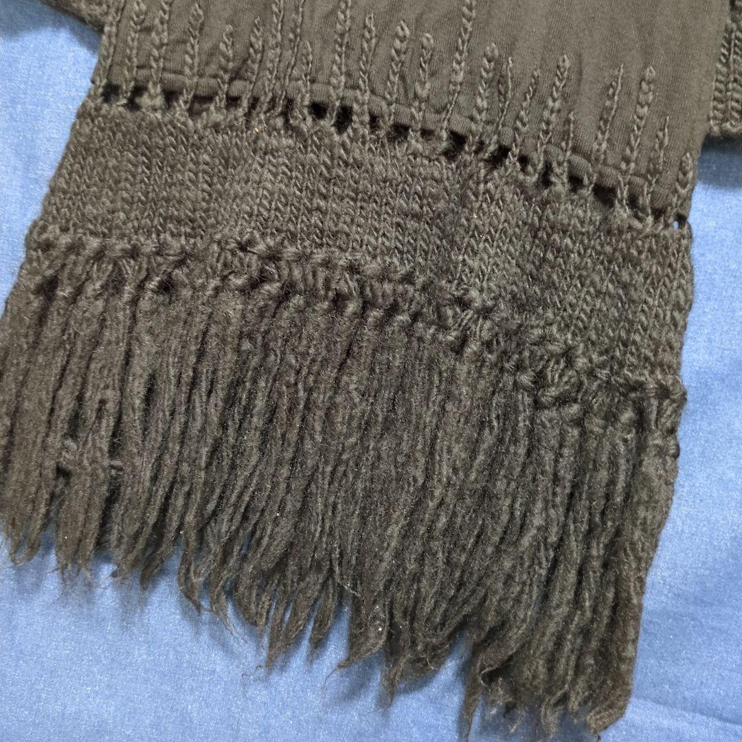 ジャンポールゴルチエ FEMME ブラック ニットワンピース ウール フリンジ