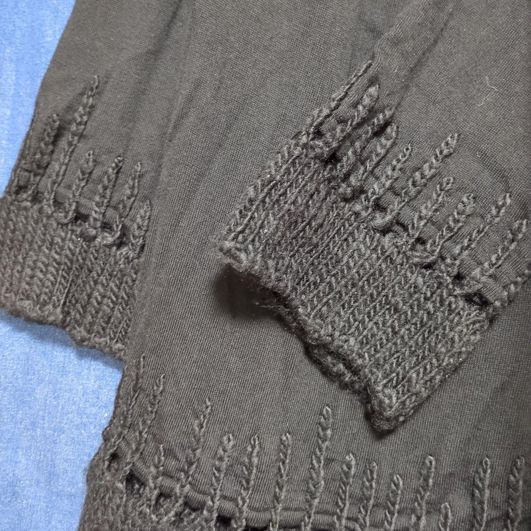 ジャンポールゴルチエ FEMME ブラック ニットワンピース ウール フリンジ