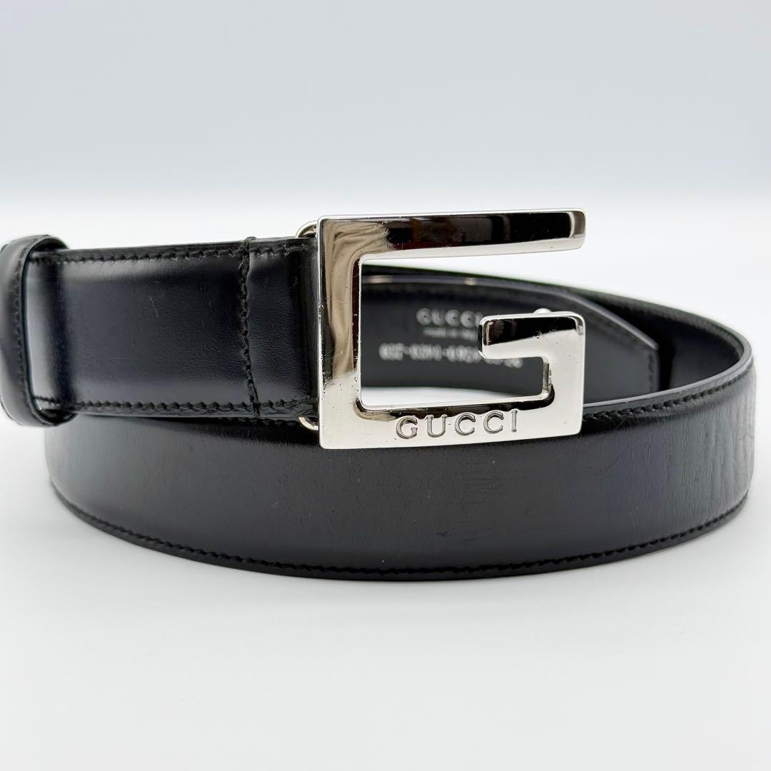 ✨良品✨グッチ ベルト Gバックル シルバー金具 レザー レディース ビジネス