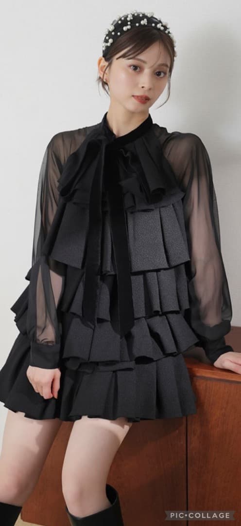 l*e様 フリル付きブラックドレス