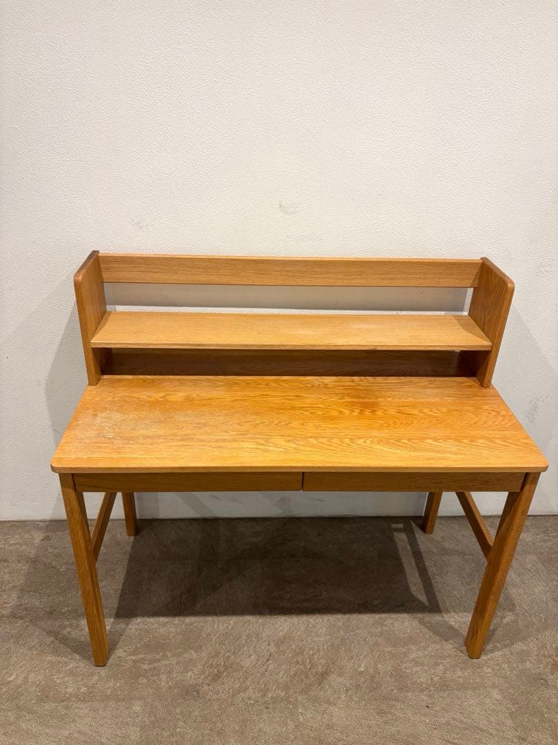 ☘️セール⭐️美品⭐️上置き棚付き⭐️廃盤希少⭐️オーク無垢材デスク 引出・足元棚付⭐️無印