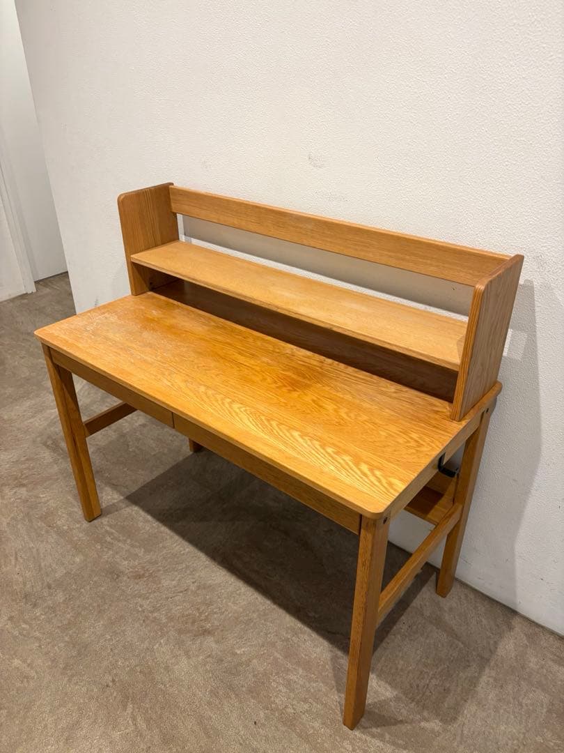 ☘️セール⭐️美品⭐️上置き棚付き⭐️廃盤希少⭐️オーク無垢材デスク 引出・足元棚付⭐️無印