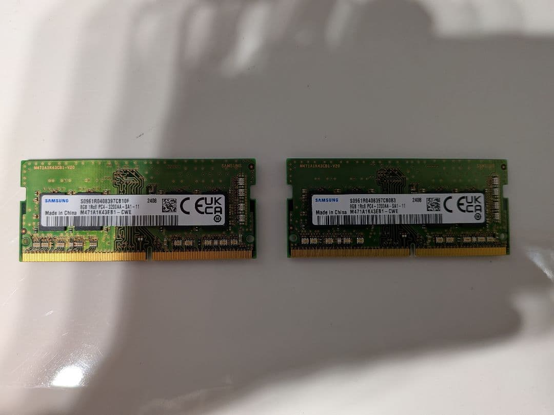 Samsung 8GB DDR4メモリ　3200AA 2枚